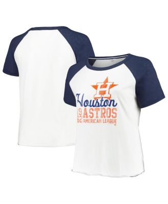 Soft As A Grape - Women's White Houston Astros Plus Size Baseball Raglan T-Shirt