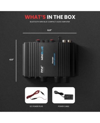 Bluetooth Mini Blue Compact Audio Amplifier - Aux Input, Push-Type Terminals, Includes Power Adapter, 90 Watt Amp