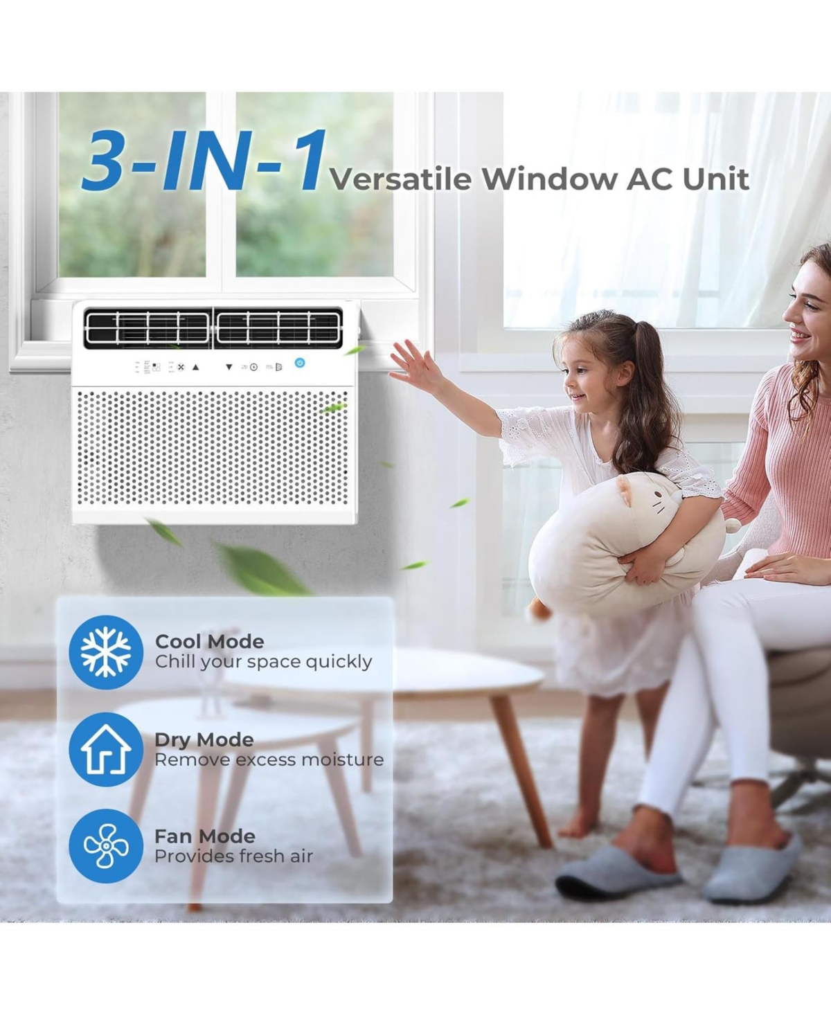 Zafro 10,000 Btu U-Shaped Window Air Conditioner, Ultra Quiet Cooling for up to 450 Sq.Ft, Energy Efficient, Easy Install, Full Window View Design