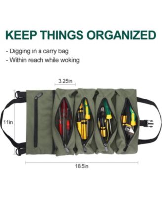 Tool Bag Roll Up,Heavt Duty Tool Organizer Portable Tool Storage Bags Waterproof Oxford Cloth-Zipper Pouch for Men Mechanic, Electricians, Repairman