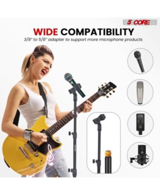 5Core Mic Stand Pair Floor Adjustable Universal Heavy Duty Microphone Stands Round Base Soporte De micrA fono - MS RBP 3T 2PCS