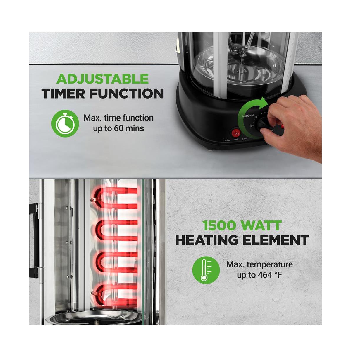 NutriChef Vertical Rotisserie Oven - Rotating Kebob Cooker