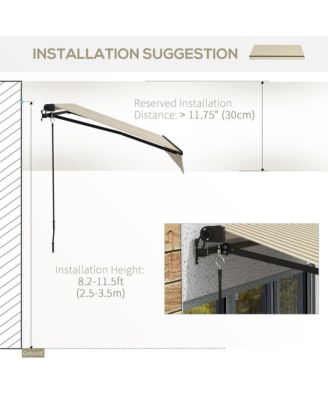 Outsunny 8' x 6.5' Patio Retractable Awning Sunshade Shelter, Beige