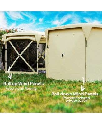 11ft Pop Up Gazebo Screen Tent with Removable Roof, Dark