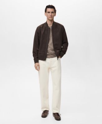 Men's Suede-Effect Bomber Jacket