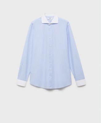 Men's Striped-Print Slim-Fit Dress Shirt