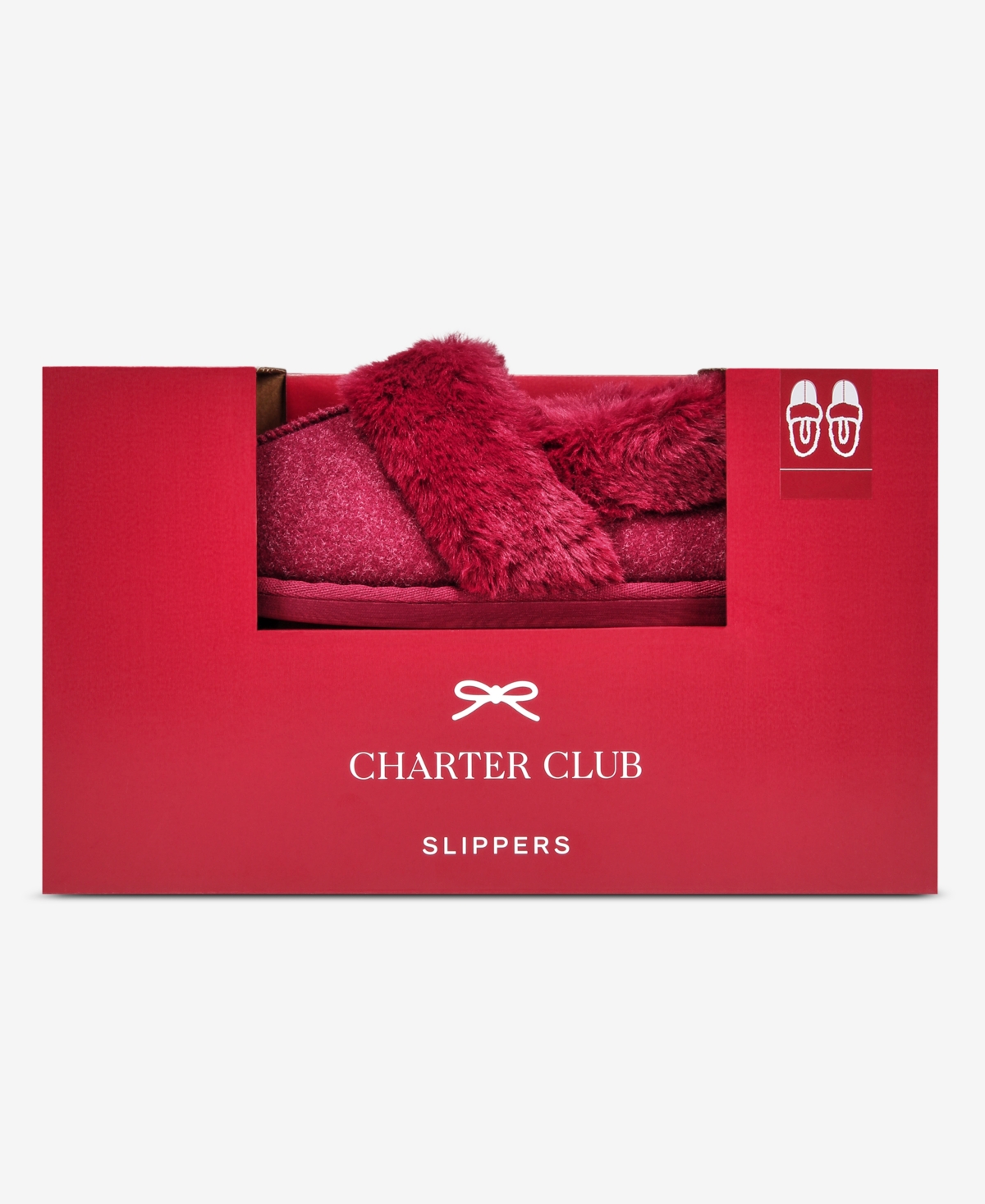 Charter Club Women's Faux-fur-lined Slippers, Macy's Exclusive In Burgundy