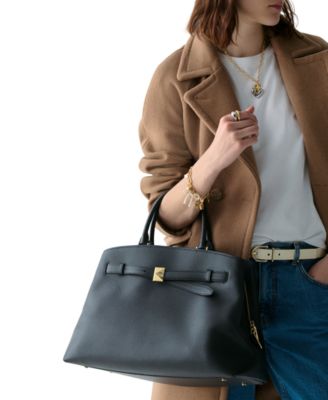 Deco Large Pebbled Leather Satchel Bag