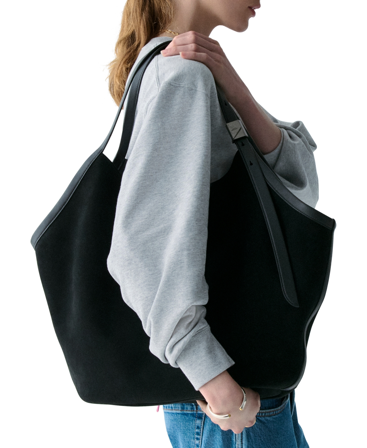 Kate Spade Deco Extra Large Suede Tulip Tote In Black