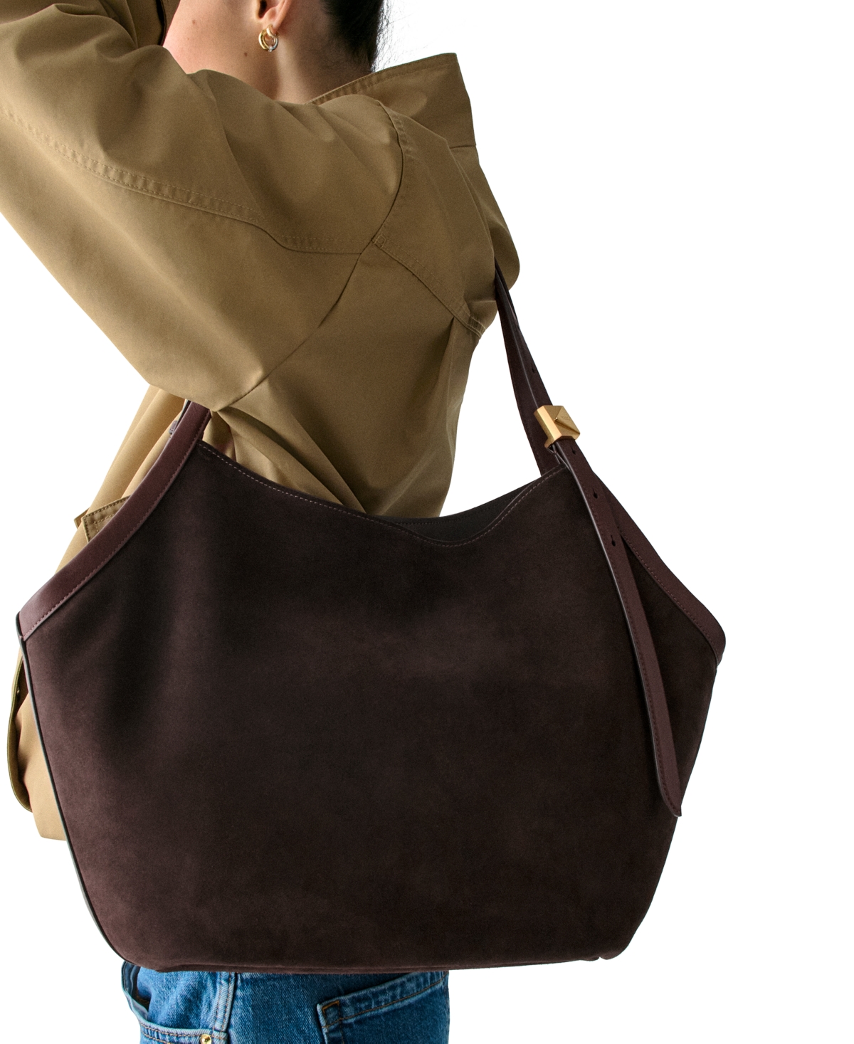 Kate Spade Deco Extra Large Suede Tulip Tote In Brown