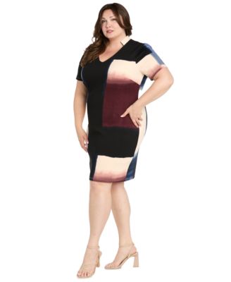 Plus Size Placement Print Scuba Dress