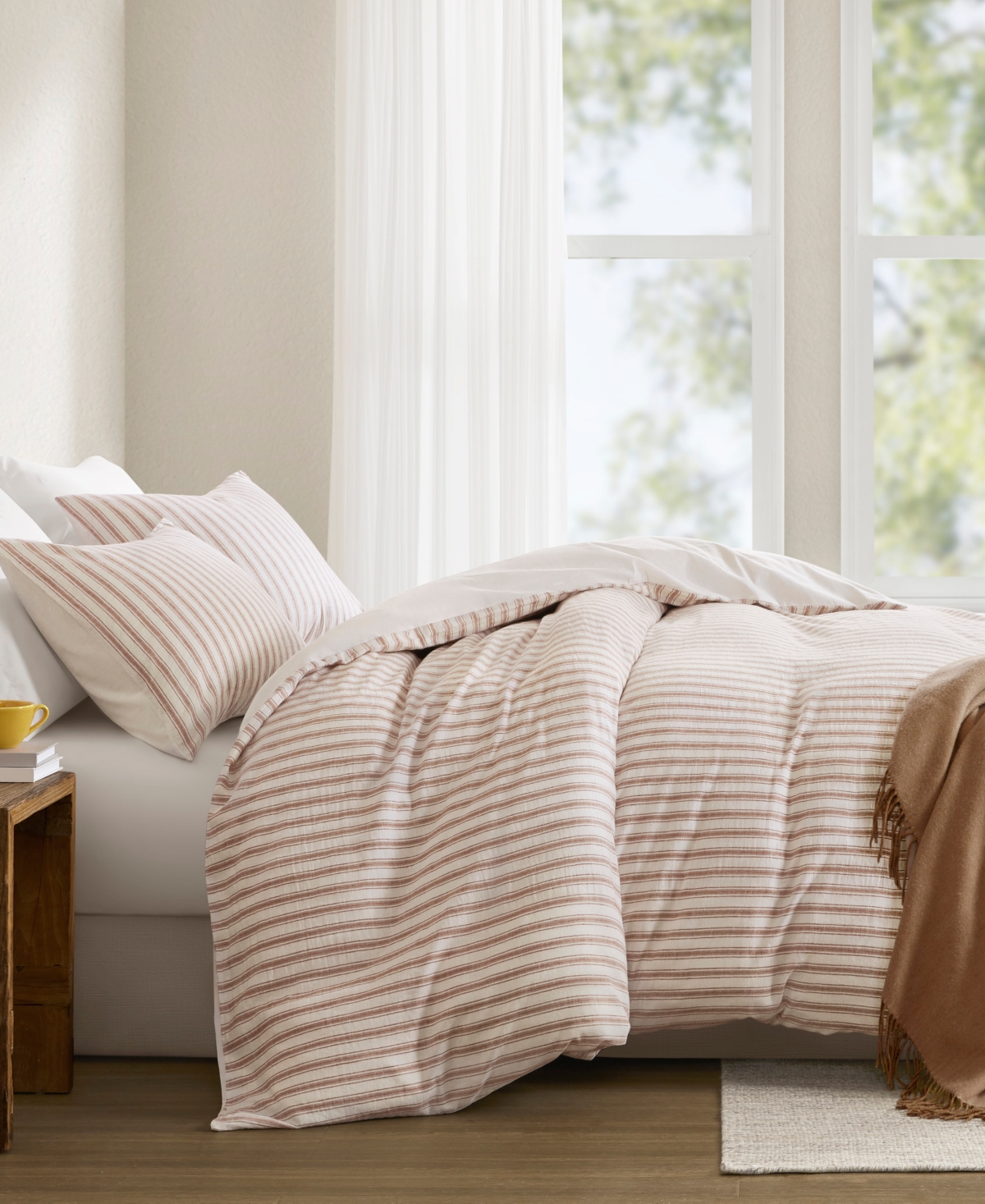 Madison Park Etta Striped 3-pc. Duvet Cover Set, Queen In Brown