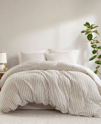 Madison Park Etta Striped 3-Pc. Duvet Cover Set, King - Tan, King