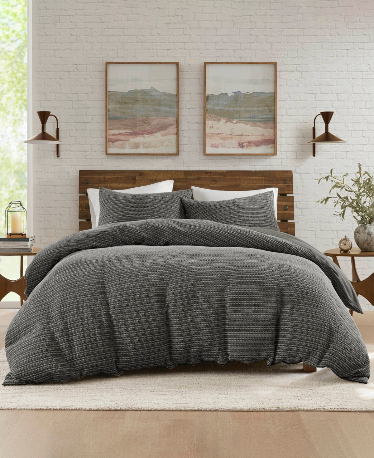 Woolrich Lyon Waffle Washed 3-pc. Duvet Cover Set, King/california King In Gray