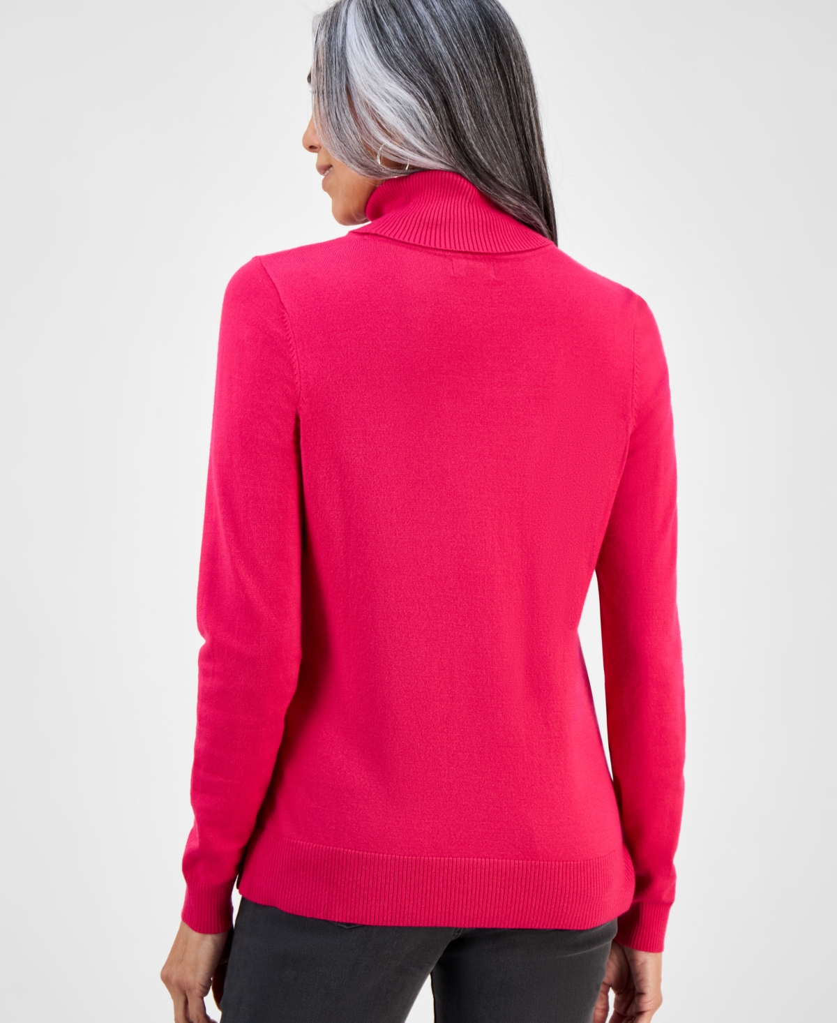 Style & Co Women's Long-sleeve Turtleneck Sweater, Created For Macy's In Pink