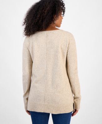 Petite Seam-Front Boat-Neck Luxsoft Sweater