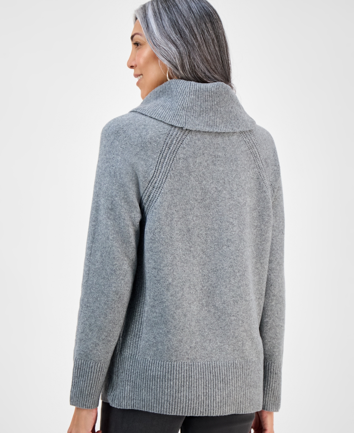 Style & Co Petite Cowl Neck Sweater, Macy's Exclusive In Gray