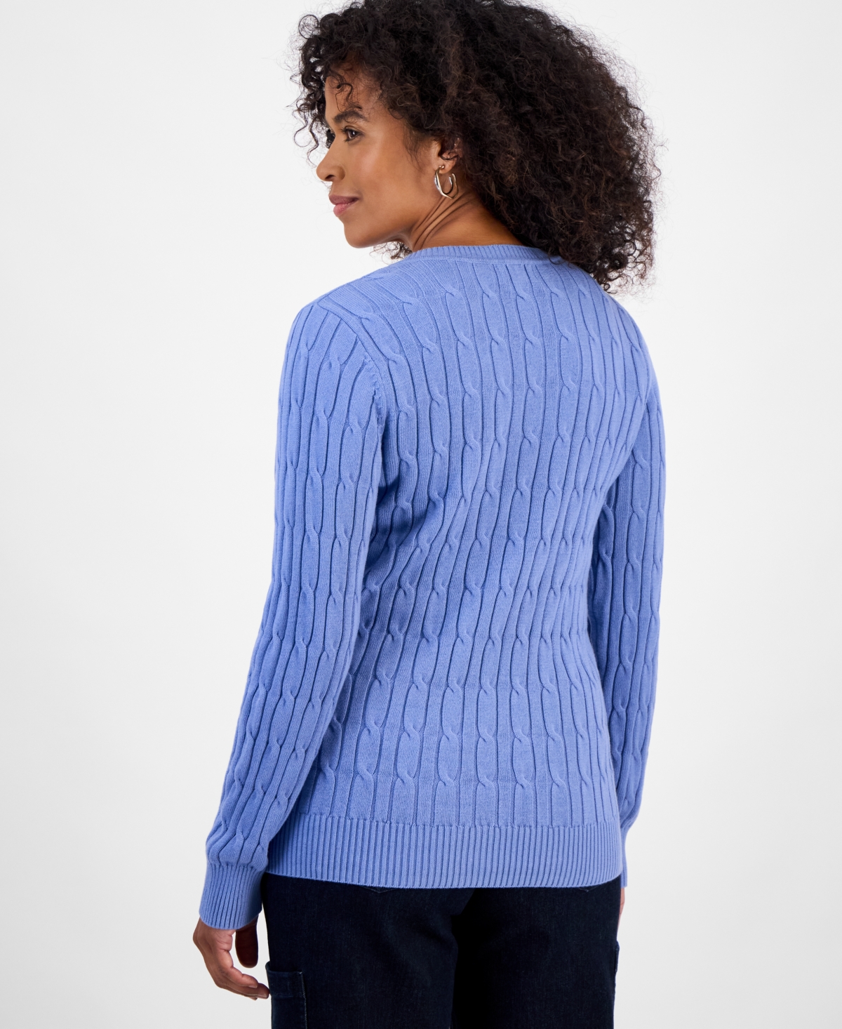 Style & Co Women's Cotton Cable-Knit V-Neck Sweater, Created for Macy's