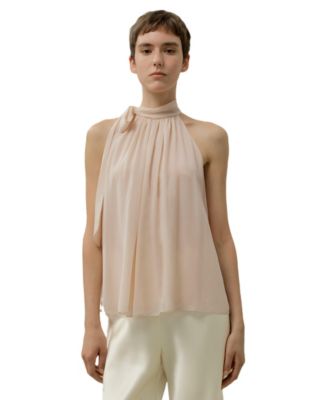 Women's Silk Georgette Tie-Neck Blouse