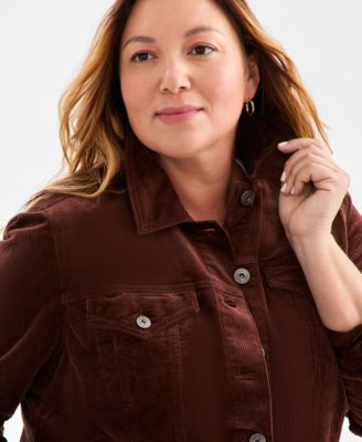 Plus Size Corduroy Button-Front Jacket
