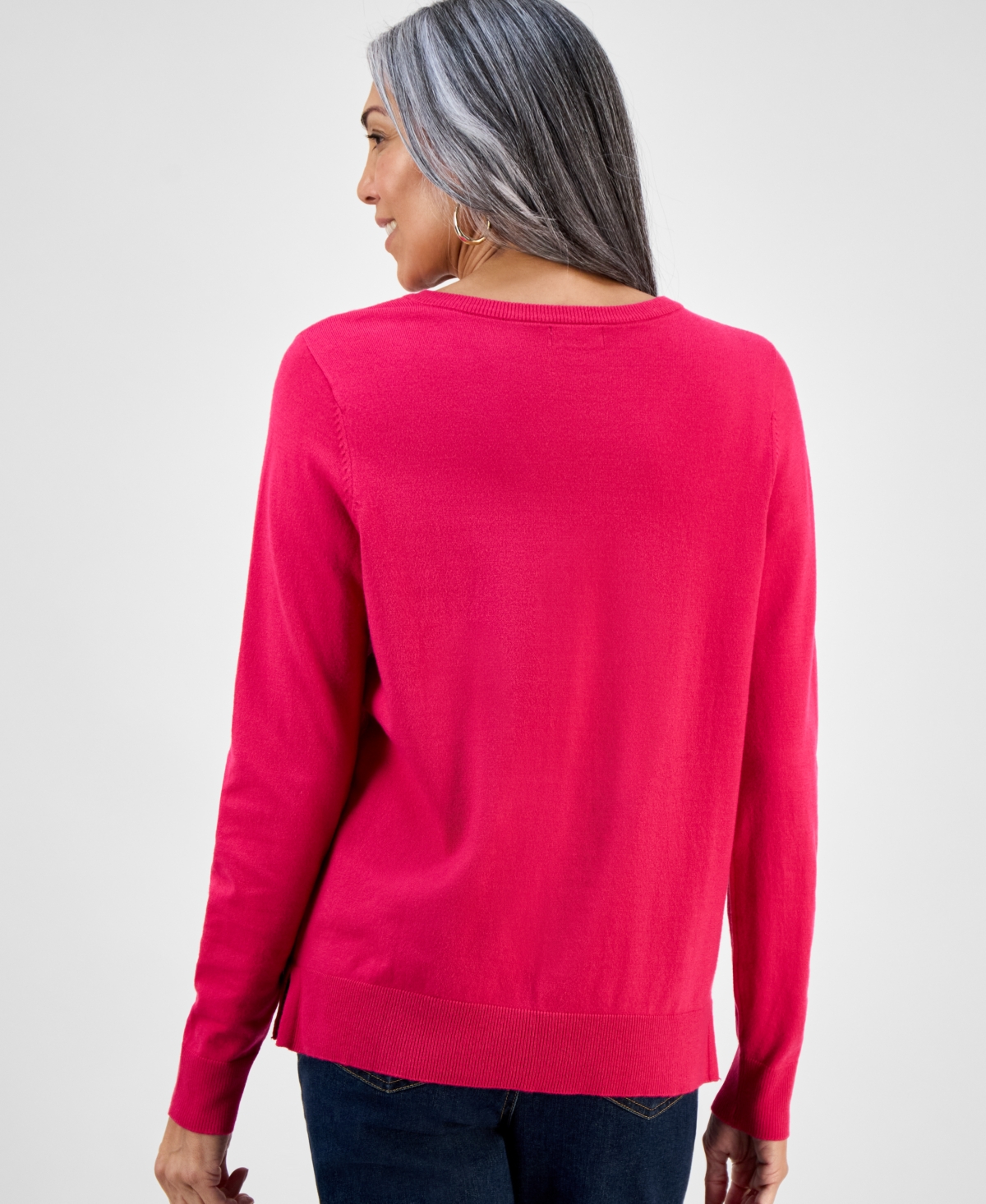 Style & Co Women's V-neck Long-sleeve Sweater, Created For Macy's In Pink