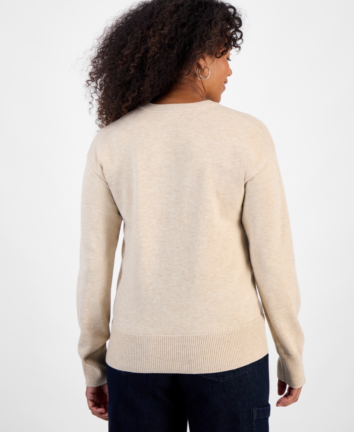 Style & Co Women's Henley Sweater, Macy's Exclusive In Neutral