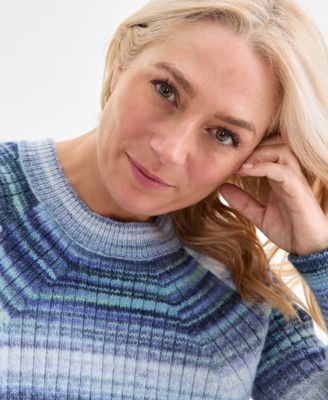 Women's Space-Dye Long-Sleeve Crewneck Sweater, Macy's Exclusive