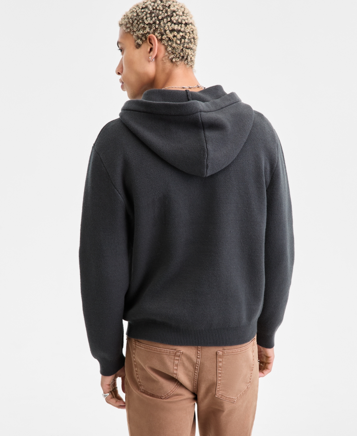 Sun + Stone Men's Long-sleeve Placed Fair Isle Hooded Sweater, Macy's Exclusive In Blue