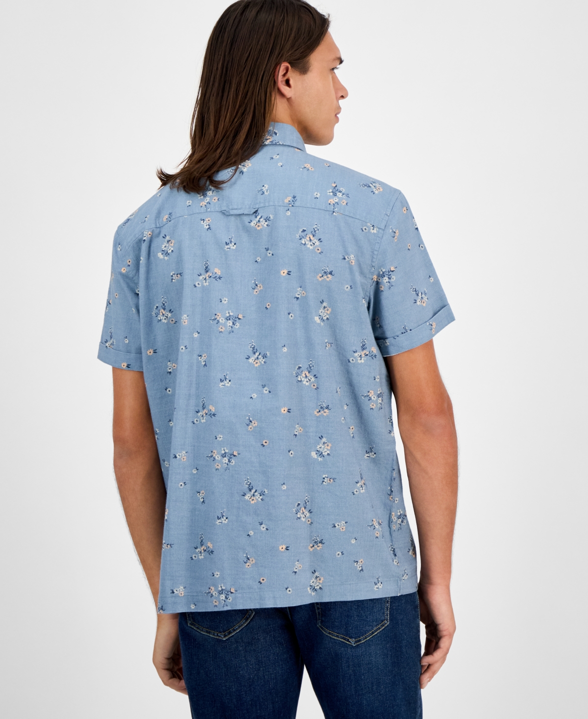 Sun + Stone Men's Floral-print Short-sleeve Shirt, Macy's Exclusive In Blue