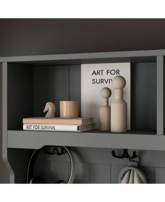 Grey countryside style multifunctional hall tree clothes hat rack