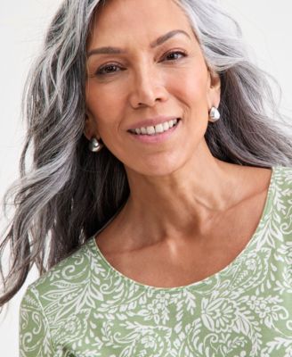 Petite Paisley-Print Scoop-Neck Top, Macy's Exclusive