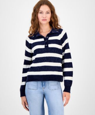 Ultra Flirt - Juniors' Snap-Front Chenille Long-Sleeve Sweater
