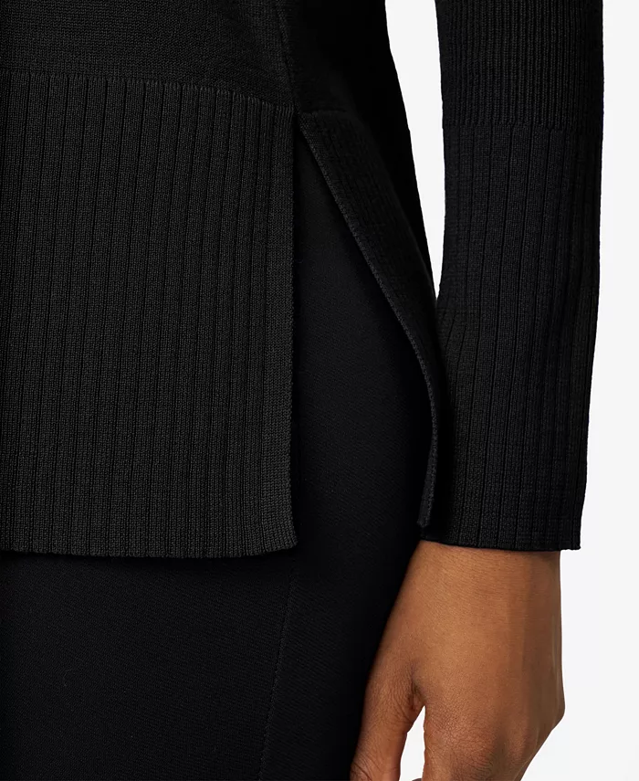 Women's Boat Neck Ribbed Sweater - thumbnail 3