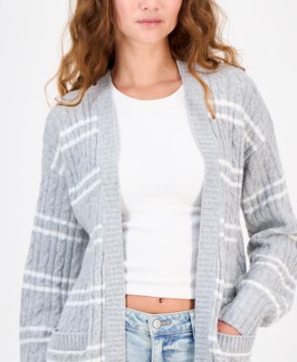 Juniors' Open-Front Long-Sleeve Midi Cardigan 