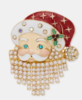 Holiday Lane - Pav&eacute; & Imitation Pearl Santa Pin