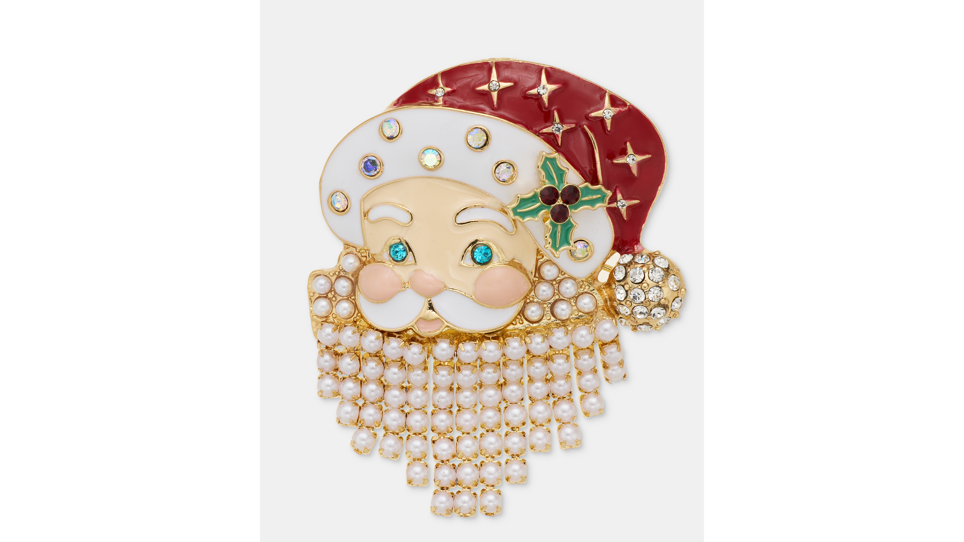 Holiday Lane Pave & Imitation Pearl Santa Pin, Macy's Exclusive