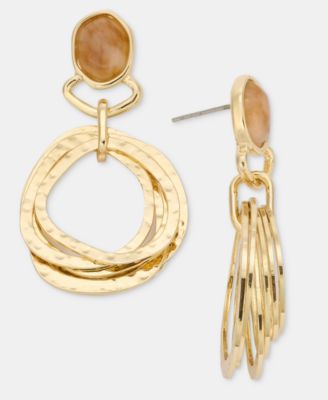 Style & Co - Stone & Hammered Ring Doorknocker Drop Earrings