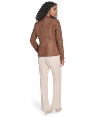 Women's Scuba Suede One Button Collared Blazer
