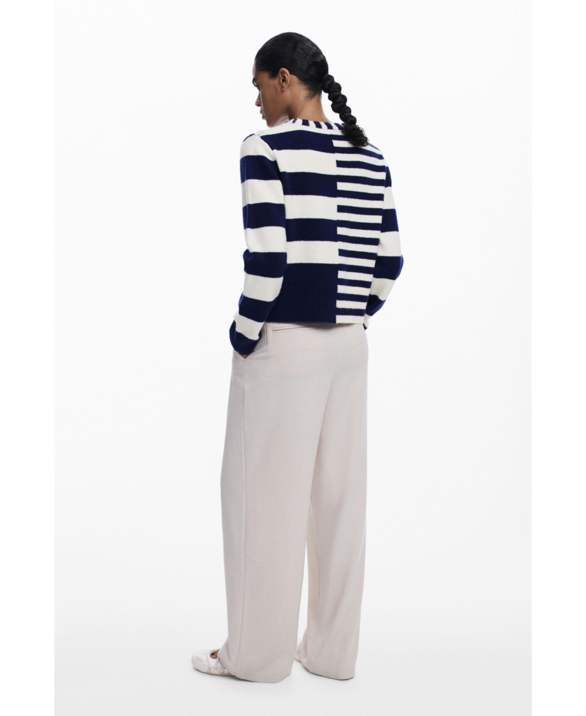 Desigual Mixed Stripe Sweater In Blue