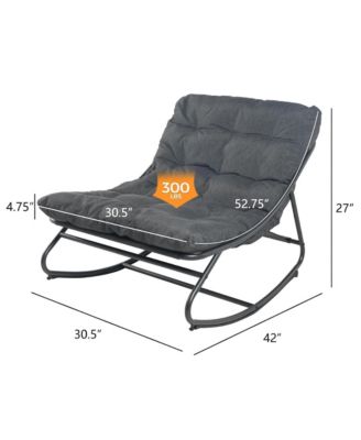 Modern Armless Rocking Chair W/ Breathable Mesh Plush Cushion Steel Frame Package style seat