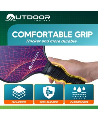 Outdoor Cruiser Pickleball Racket Set - Carbon Fiber USAPA Approved Lightweight Paddles with Polypropylene Honeycomb Core, Skill Levels, Includes 2 Rackets, a Sling Bag, 4 Balls, and 4 Grip Tapes