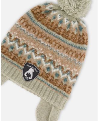 Baby Boy Lined Baby Knit Pompom Hat with Ear Flaps Blue Purple - Baby|Toddler