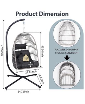 Outdoor Egg Hanging Chair with Stand, Patio Wicker Swing Egg Chair Indoor Swinging Chair Outdoor Hammock Egg Chair