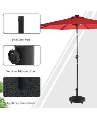 50 lbs Round Resin Patio Umbrella Base Stand Holder w/ Lockable Wheels