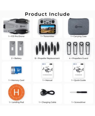 F21 Pro Foldable Drone with 4.3" Screen Remote, Obstacle Avoidance, Brushless Motors, 2 Batteries for Beginners