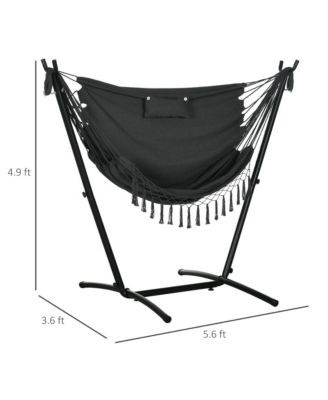 Outsunny Hammock Chair with Stand and Headrest Dark Gray