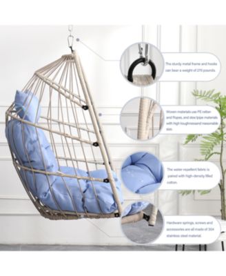 Outdoor garden rattan egg swing chair hanging chair PE hanging chair blue