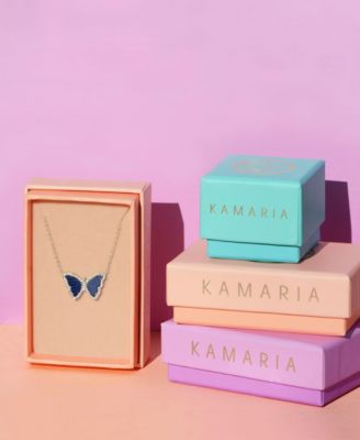 Butterfly Necklace with Blue Lapis in 14k Gold Plated Sterling Silver