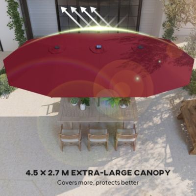 Double-Sided Sun Umbrella, Garden Parasol with Light,