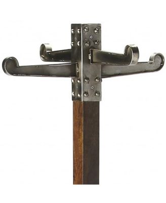 Industrial Vintage Style Coat Rack with Metal Frame and Wood Accents for Entryway
